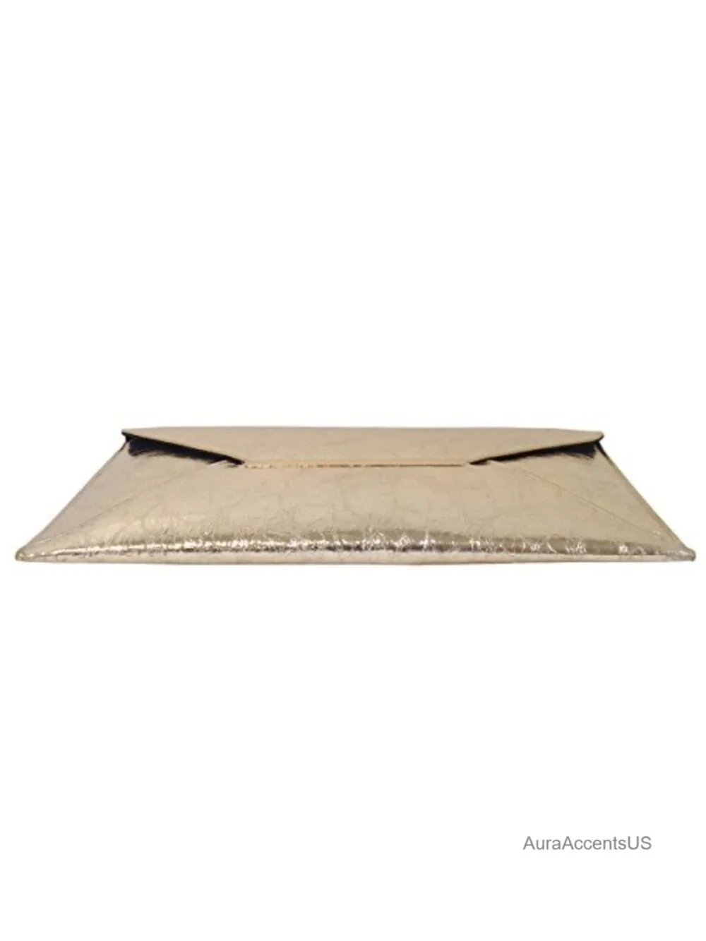 Crushed Metallic Envelope Clutch with Detachable Chain